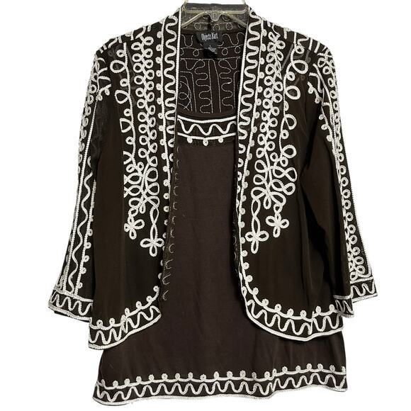 Boho Embroidered Blouse Black and White L (2906) - Picture 1 of 5